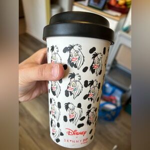 Disney villains Cruella Deville 101 Dalmatians travel coffee mug EUC